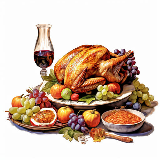 Thanksgiving clipart images in the style of Chiaroscuro Art, on white background