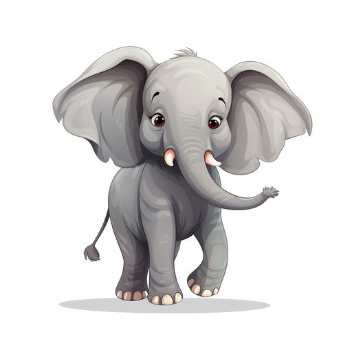 Elephant cartoon in the style of Chiaroscuro Art on white background