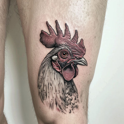 Realistic rooster tattoo, depth and texture
