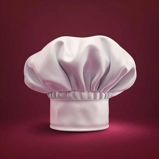 Realistic chef hat clipart on rich burgundy background