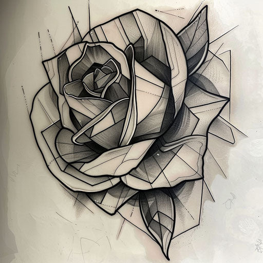 Bold sketch of a rose's head with dramatic high contrast shading