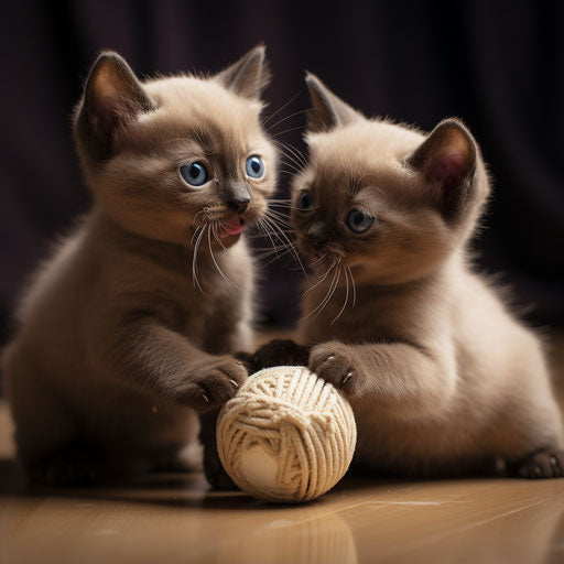 Burmese cat kittens playing
