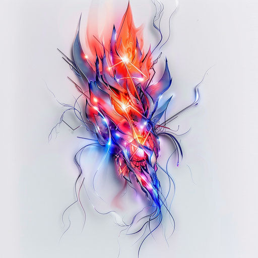 Flame tattoo design with a futuristic twist