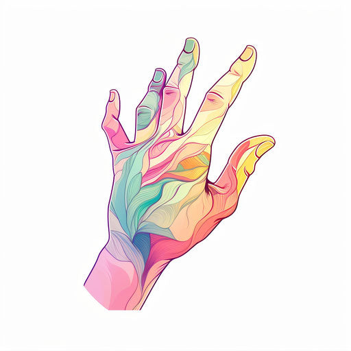 Arm illustration in the style of Pastel Colors Art, on white background