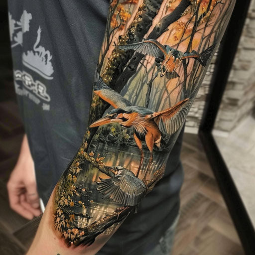 Nature tattoos with heroic elements, in the style of Glenn Fabry