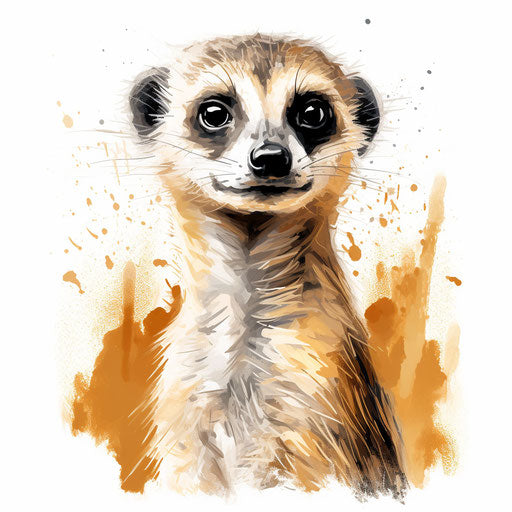 Meerkat clipart in the style of oil painting, on a white background