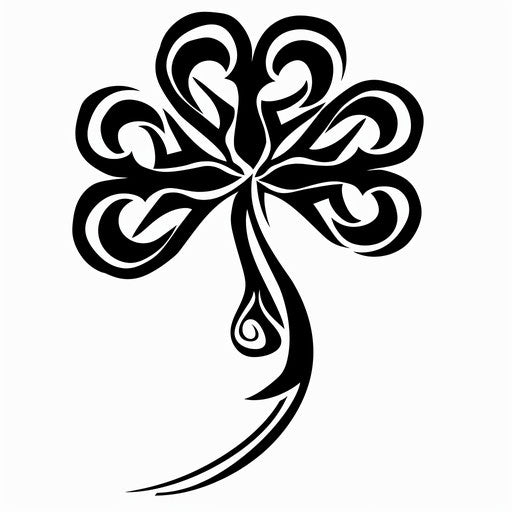 Bold tribal-style shamrock tattoo on clean white background