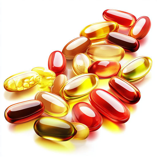 Realistic clipart of vitamins, high resolution, isolated