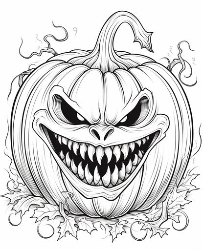 Pumpkin coloring page, poetically haunting lines