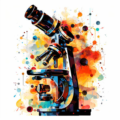 Impressionistic microscope clipart on white background