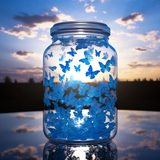 Blue butterflies in attractive WhatsApp jar