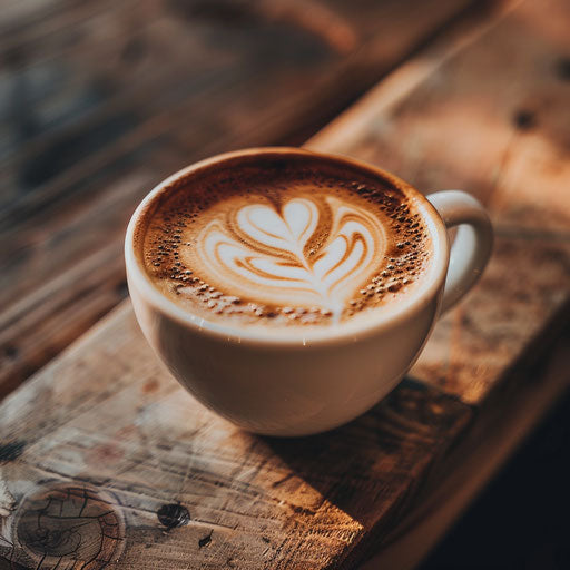 Coffee cup with heart-shaped latte art