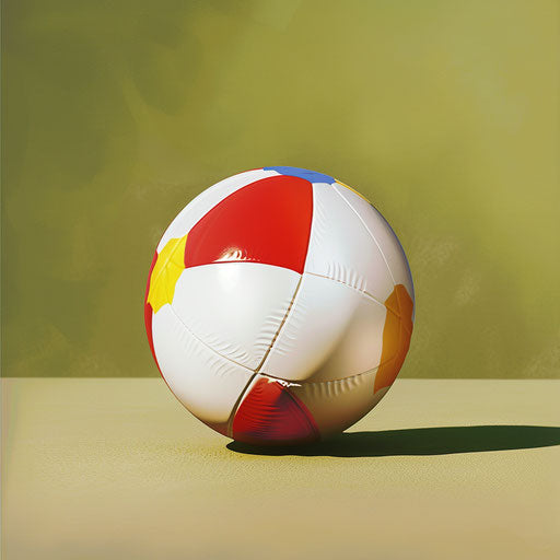 Realistic beach ball clipart on chartreuse background