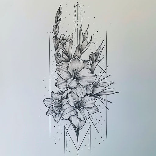 Birth flower bouquet with daffodils and gladioli