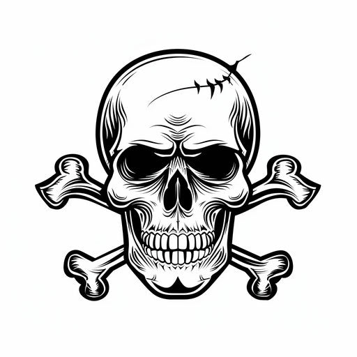 Minimalist sketch of a Russian mafia skull with crossbones