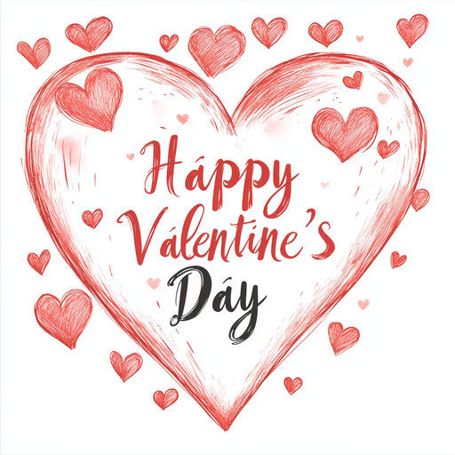 Elegant heart surrounded by small hearts on white background