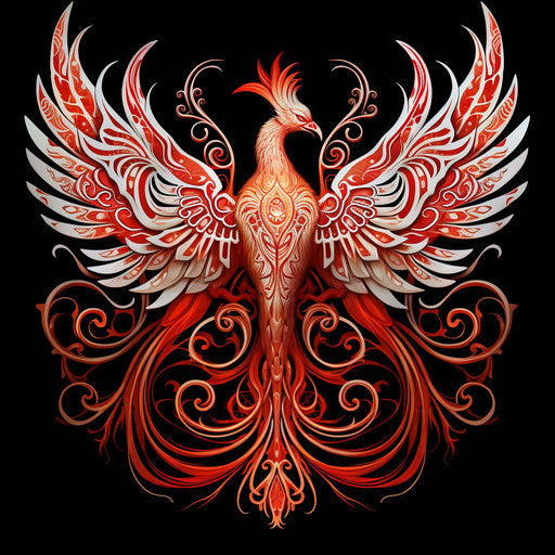 Decorative drawing of phoenix bird for beginners or experts