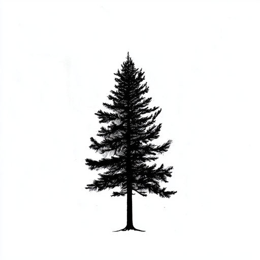 Minimalist pine tree tattoo sketch for men in clipart style