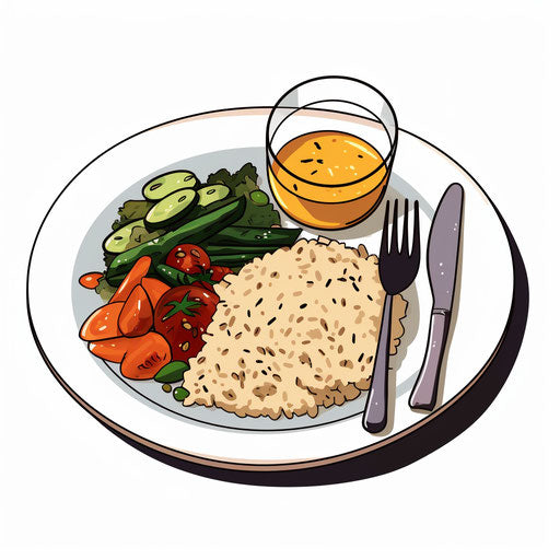 Minimalist style meal illustration on white background