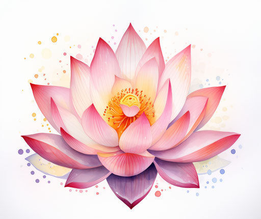 Pink lotus flower in watercolor on white background