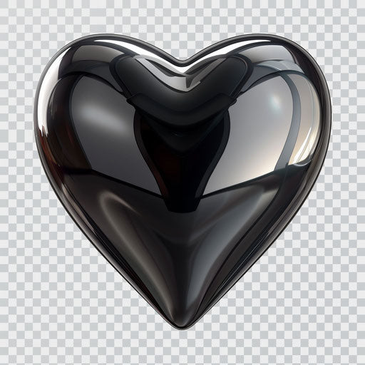 Black heart icon on transparent background, screenshot style