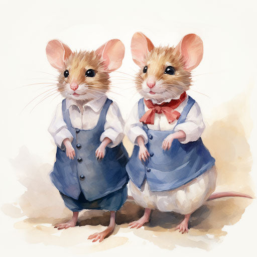 Mouse clipart in the style of Oil painting, on a white background