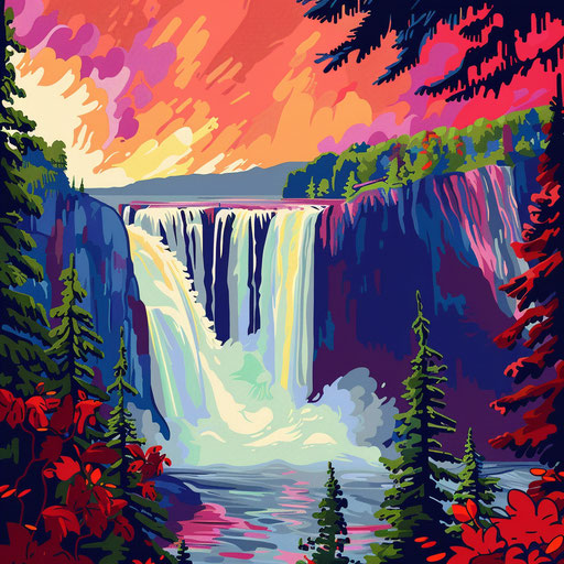 Montmorency Falls, Quebec, bold color palette