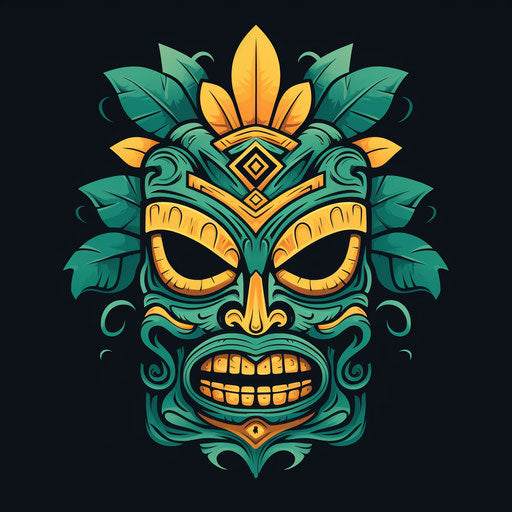 Traditional tiki mask in minimalist style, commission for RTX on