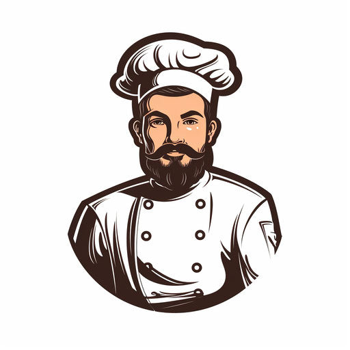 Minimalist chef illustration on white background