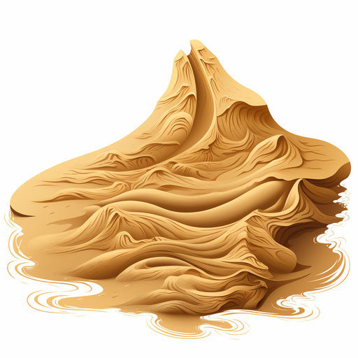 Illustration of sand in the style of Chiaroscuro art, on white background