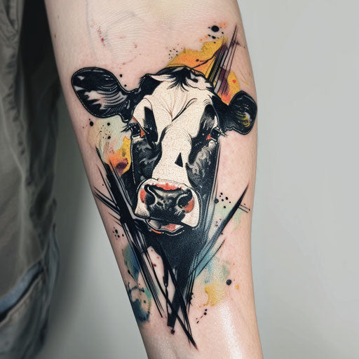 Expressive cow with impressionistic brush strokes