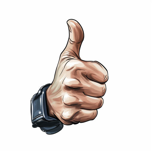 Thumbs up in the style of Chiaroscuro Art, on white background