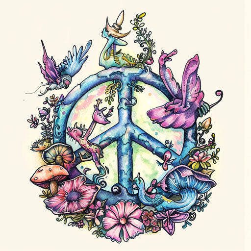 Dreamy peace tattoo sketch in fairy tale style