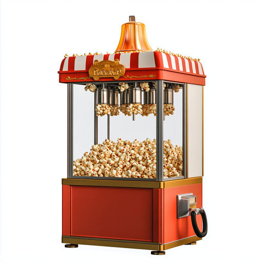 Realistic popcorn machine clipart, high-res, isolated