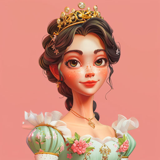 Princess illustration with random color background