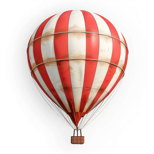 Hot air balloon clipart in photo realistic style with flat white background