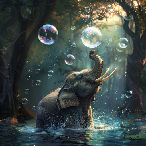 Elephant blowing bubbles in the water