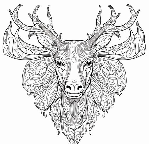 Adult coloring page Moose head vector