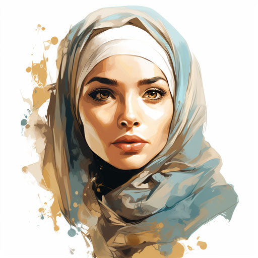 Muslim clipart in the style of Oil painting, on a white background