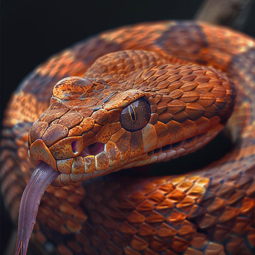 Copperhead Snake with Flicking Tongue