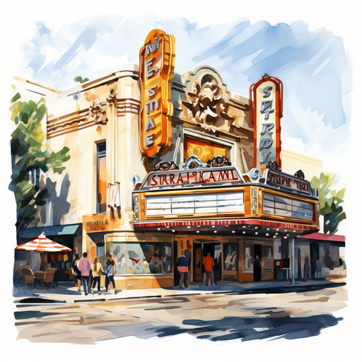 Movie theater in Oil painting style
