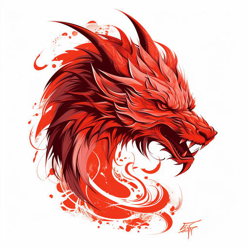 Tattoo designs dragon face red tribal