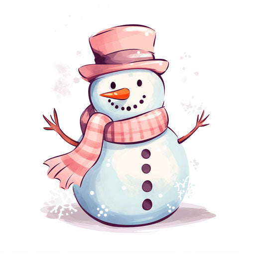 Snowman clipart in the style of Pastel Colors Art