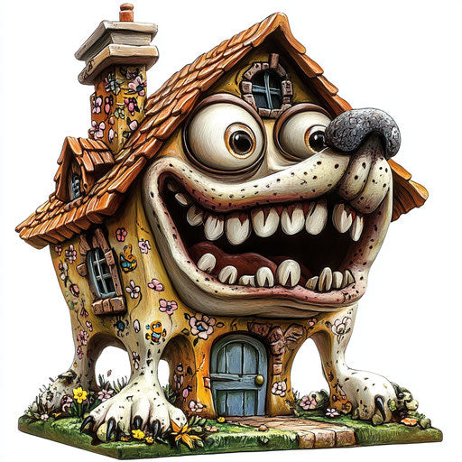 Editable Dog House Caricature Clipart for Custom Designs