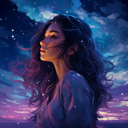 Attractive WhatsApp DP: girl gazing at starry night