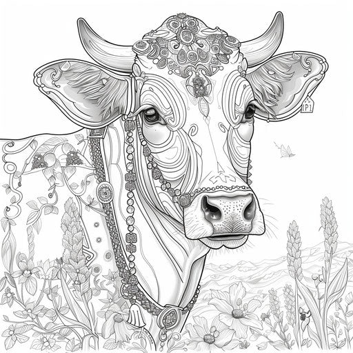 Exotic cow with ornate jewel patterns