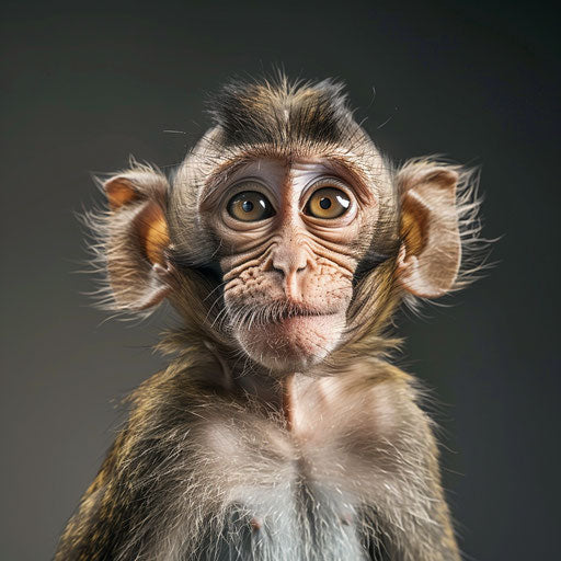 Close-up portrait of a cute monkey with a cheeky grin