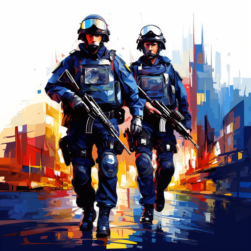 Police illustration in the style of oil painting