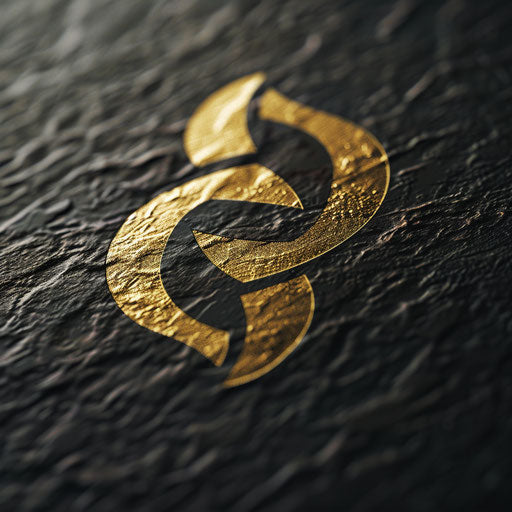 Luxury emblem for a clothing brand on gold foil backdrop, sleek style