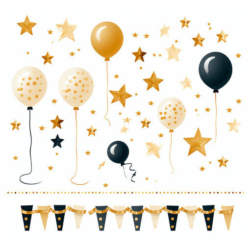 New year clipart in the minimalist style, on a white background